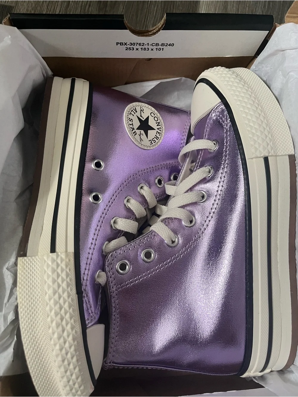 Converse Kids Metallic Purple High Top Sneakers